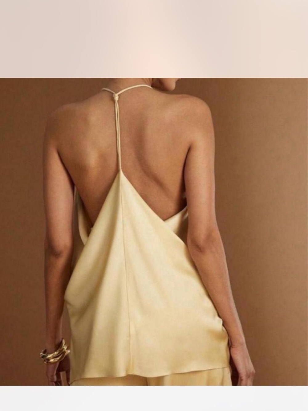 Zara Backless Halter Slip Dress in Pale Yellow